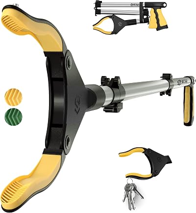 SLAH 32in 81cm Litter Picker Grabber Stick Yellow Rotating 360° Reach Aid