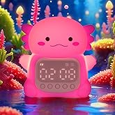 Yiliaw Axolotl Alarm Clock with Night Light for Kids, 7 RGB Color Cute Alarm Clocks for Bedrooms Ok to Wake Clocks, Silicone Animal Tabletop Lamp for Teen Girls Boys