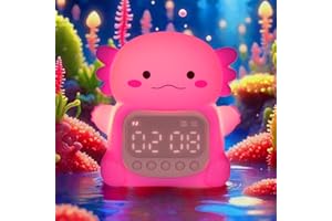 Axolotl Alarm Clock with Night Light for Kids, 7 RGB Color Cute Alarm Clocks for Bedrooms Ok to Wake Clocks, Silicone Animal 