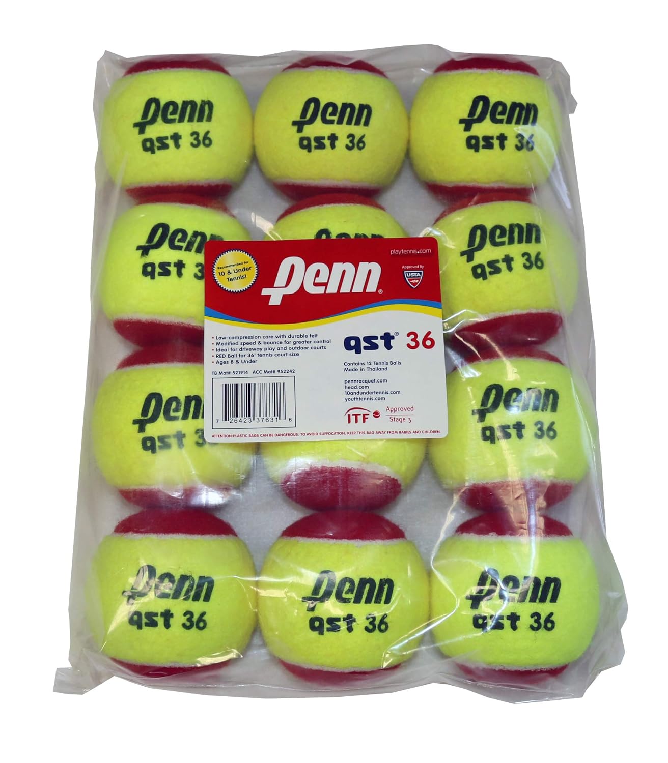 Penn QST 36 Felt Tennis Ball in Polybag, 12 Balls, Balls Amazon Canada
