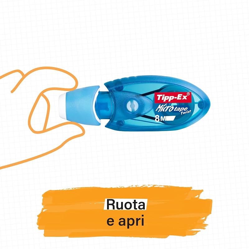 Tipp-Ex Correttore a Nastro, Micro Tape Twist, Fornitura Cancelleria Scuola e Ufficio, Bianchetto a Nastro, Confezione da 10 Unità