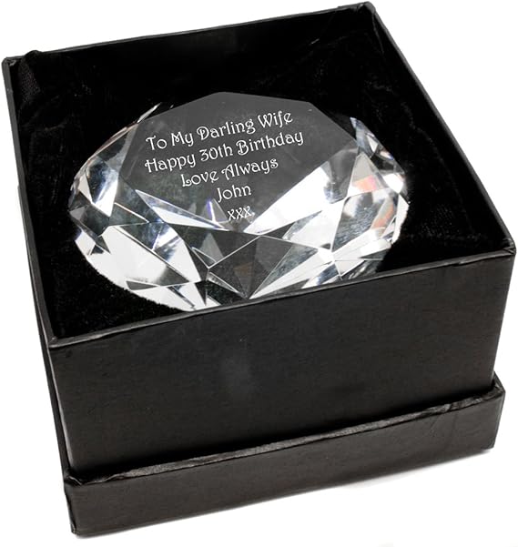 Personalised Diamond Shape Crystal Glass Paperweight with Gift Box, Laser Engraved Enter Your