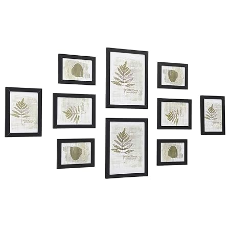 SONGMICS Bilderrahmen 10-er Set Fotorahmen - 2 STK. 20x25 cm, 4 STK. 13x18 cm und 4 STK. 10x15 cm Holzgrenze Schwarz RPF310H