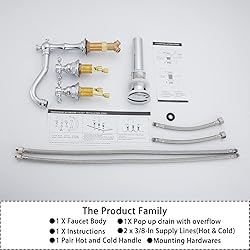 GGStudy Two Handles Three Holes Faucet 8-16 inch