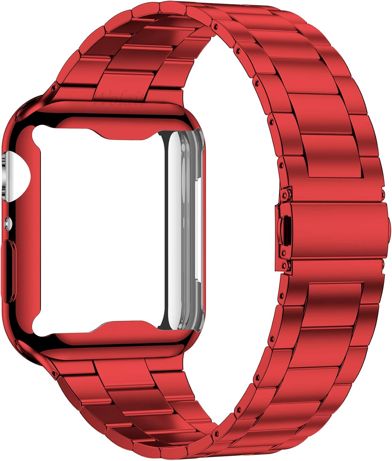 Wolait Compatible with Apple Watch Band 42mm 44mm 38mm 40mm with Case, Upgraded Business Stainless Steel Band with Screen Protector Cover for iWatch Series 6/SE Series 5/4/3/2/1