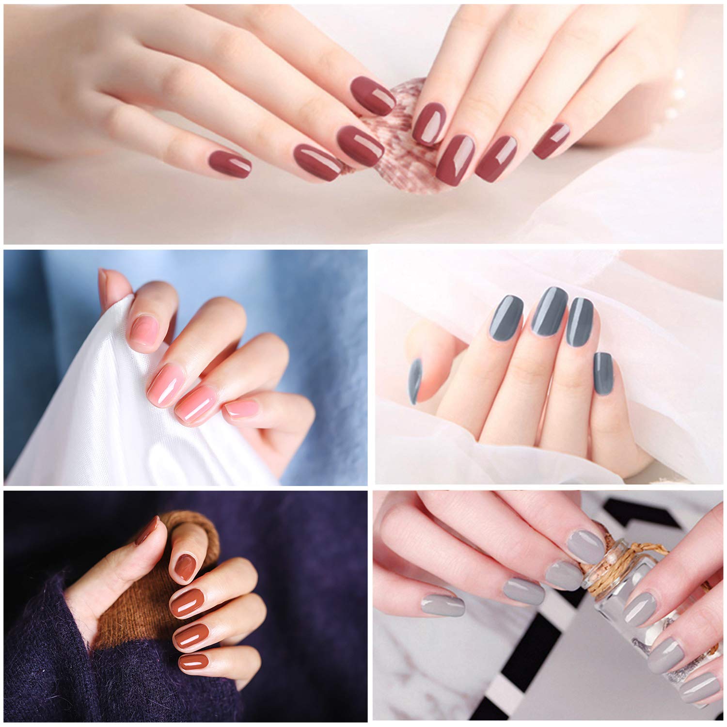 Gel Nail Polish Set, Beautlinks Nude Gray Series 6 Colors Nail Art Gift Box Soak Off UV LED Gel Polish Kit 8.3ml (Set 1)