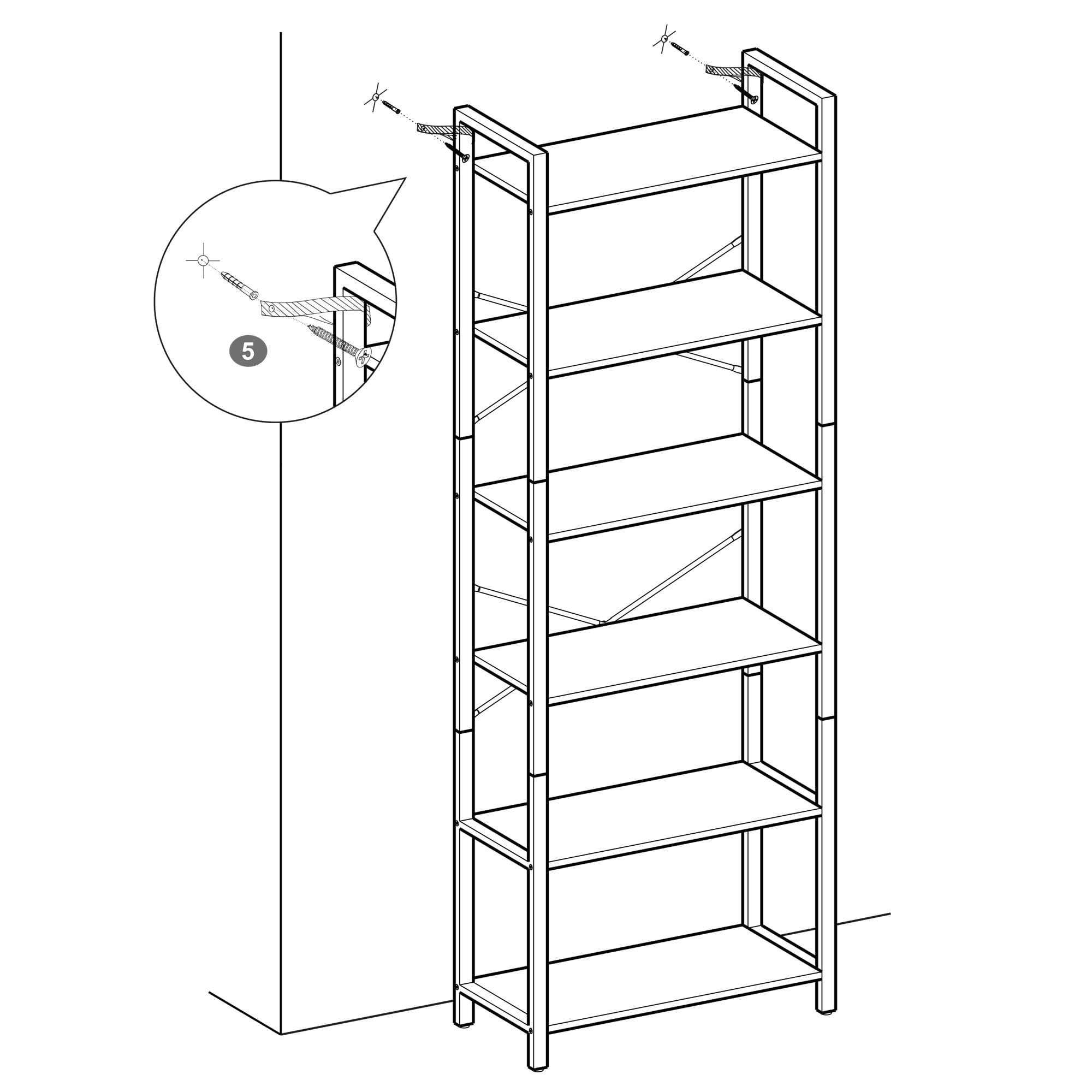 VASAGLE 6-Tier Bookshelf, Bookcase with Steel Frame, Book Shelf for Living Room, Home Office, Study, 11.8 x 26 x 73.2 Inches, Industrial Style, Rustic Brown and Ink Black ULLS062B01