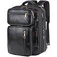 Vegan Leather Laptop Backpack Briefcase Hybrid 15.6 Inch Laptop Travel Backpack Hiking College Backpack for Men BC-04 (Black)