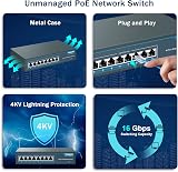 YuanLey 8 Port Gigabit PoE Switch 120W 802.3af/at Unmanaged Plug and Play view 5