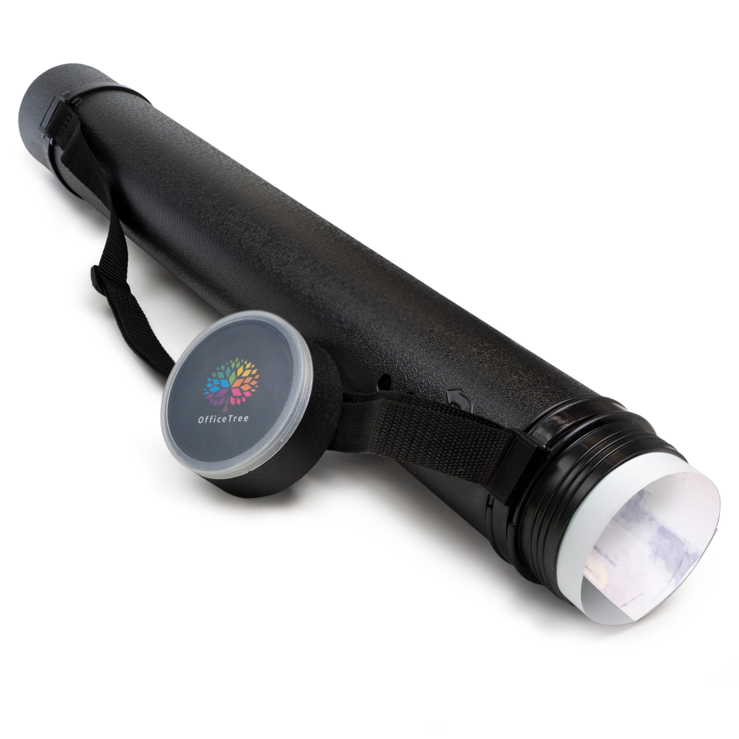 OfficeTree Art Tube Storage Black A0 - Poster Carrier for Transport and Storage - Drawing Tube - Adjustable Length and Carry Strap - Storage Tubes