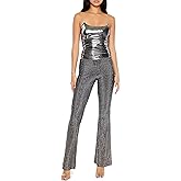 Forever 21 Womens Glitter High-Rise Flare Pants
