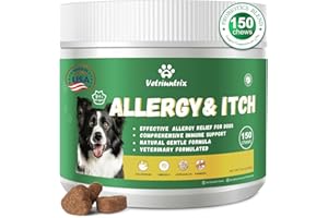 Vetriuntrix Dog Allergy Relief Chews, Dog Itch Relief Chews for Large Dogs Paw Licking Itchy Skin Seasonal Allergies, Probiotics with Astragalus Omega-3 for Coat Immune Supplement-150ct