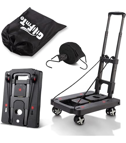thumbnail image 2 of Segawe Folding Aluminum Hand Truck – Luggage Cart Dolly With Black Bungee Cord, A14-1158-1-luxus2 2 of 5