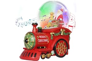 YULISKY Christmas Snow Globe,Musical Water Globe with 8 Music & Colourful Lights,100mm Holiday Glitter Globe,Christmas Home Decoration,Xmas Gifts for Kids(Train)