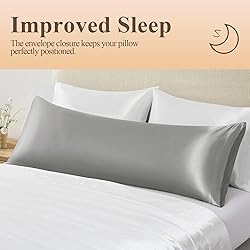 Satin Body Pillow Cover, Dark Grey Silky Cooling