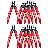 170 Wire Cutters, 10 PACK, 5 Inch Micro Flush Cutter, HOUSERAN Small Wire Cutters Spring Loaded Cutting Pliers, Side Cutters, Diagoanl Cutters for Jewelry Making, Models, Zip Ties Plastic Wire Snips