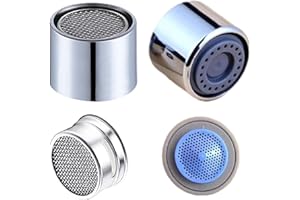 ESPETIO Faucet Aerator Female Thread 55/64-27UNS, Chrome Brass Shell Kitchen Sink Aerator and Bathroom Sink Filter with Gasket for Kitchen and Bathroom(4Pcs)