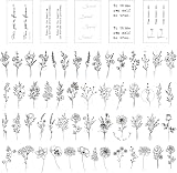 DIVAWOO 60 Sheets Tiny Temporary Tattoos for Women - Inspirational Words Floral view 5