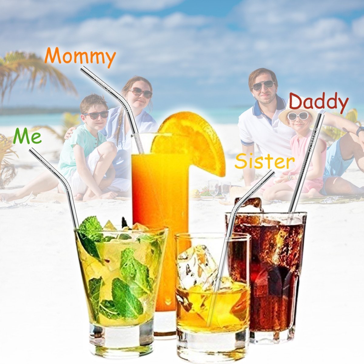 Stainless Steel Straws FDA Approval, GOMMLE Reusable Metal Drinking Straws, 10.5\