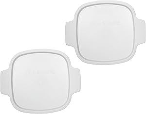 CorningWare Stovetop A-1-PC 1.5 Quart Square White Plastic Lid - 2 Pack