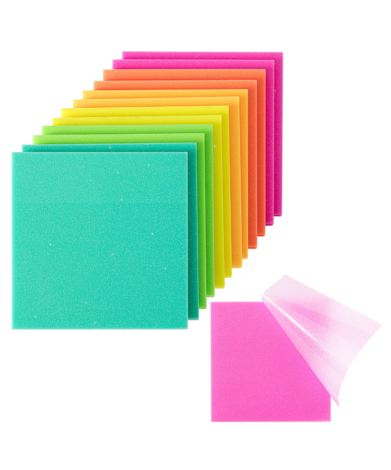Photo 1 of Mr. Pen- Plastic Glitter Sticky Notes, 3”x3”, 12 Pads, 600 Sheets, Vivid Palette Sticky Notes, Sticky Note, Self-Stick Note Pads