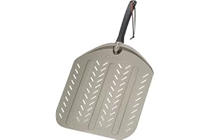 Q Pizza Pizza Peel, 12" Perforated Metal Pizza Paddle for Grill Oven - Pizza Spatula for Baking Bread Pastry Dough Pie Cake, 