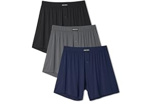 DAVID ARCHY Mens Boxer Shorts Breathable Rayon Made from Bamboo Boxers for Men Loose Fit Mens Underwear 3 or 5 Pack