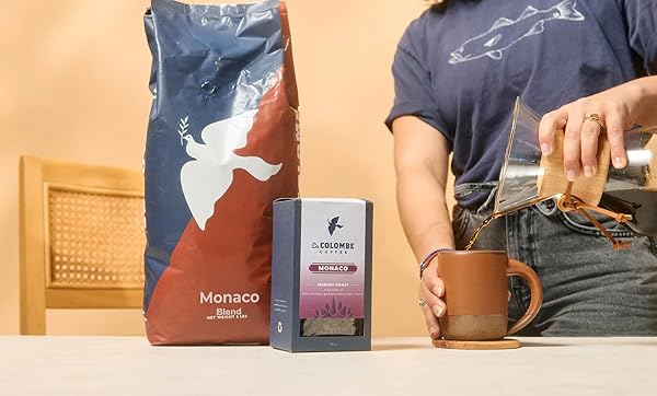 LA COLOMBE MONACO MEDIUM ROAST WHOLE BEAN COFFEE – NOTES OF MILK CHOCOLATE, GRAHAM CRACKER, BLACK CHERRY, 12 OUNCE (PACK OF 1)