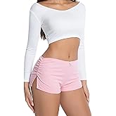 OTIYLEY Sexy Micro Shorts for Women Low Waist Side Slit Boyshort Slim Booty Shorts Lounge Pj Bottom Cute Sleepwear