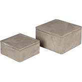 Bloomingville Contemporary Cement Boxes with Lids, Grey, Set of 2