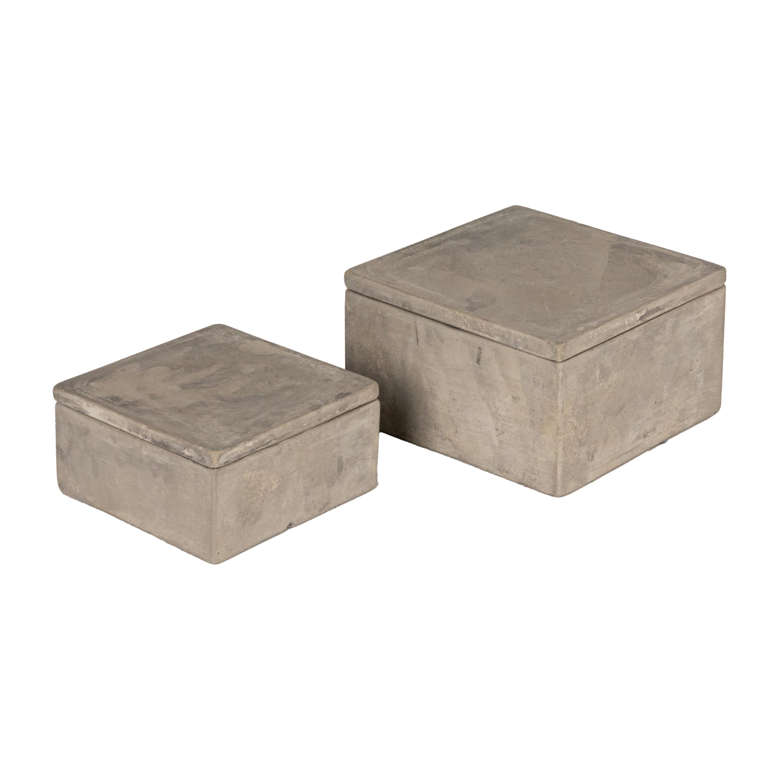 Photo 1 of Bloomingville Square Decorative Cement Storage with Lids, Grey, Set of 2