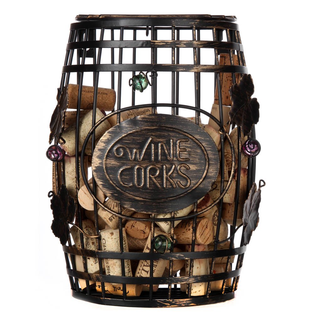 HomeX Wall Mounted Metal Wine Cork Holder, This Elegant Wine Barrel