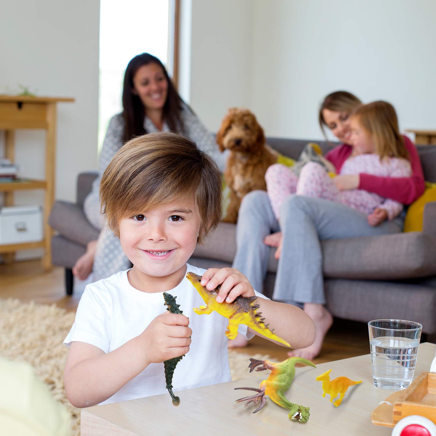 WOSTOO Dinosaurier Spielzeug Set, 23pcs Figur Dinosaurier mit 6pcs Simulierte Pflanze Dinosaurier Spielzeug Dinosaurier Blöcke Set Kunststoff Dinosaurier Figuren Party für Kinder 3 - 8 Jahre Alte