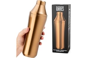 Elevated Craft Hybrid Cocktail Shaker - Premium Vacuum Insulated Stainless Steel Copper Cocktail Shaker - Innovative Measurin