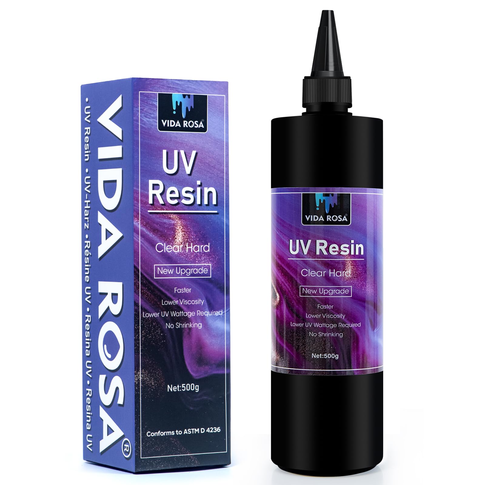 UV Resin 500g- VIDA ROSA RESIN Crystal Clear Hard Ultraviolet Curing Epoxy Resin For Jewellry Making Art Pendants, Earrings, Necklaces, Bracelets, Nail Art Accessories,