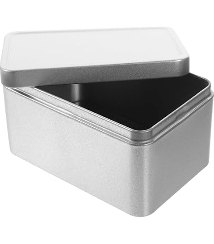 HEMOTON - 2 Boîtes Métalliques Rectangulaires Avec Couvercles | Rangement Bonbons Biscuits Cosmétiques