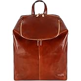 Time Resistance Leather Backpack - Unisex Business Rucksack Laptop Bag for Bag and Women (Cognac Brown)