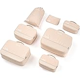 Hanke 7 Set Compression Packing Cubes for Travel, Expandable Large Packing Cubes for Suitcases and Backpack, Luggage Packing Organizer Bags with Double Zipper as Travel Essentials