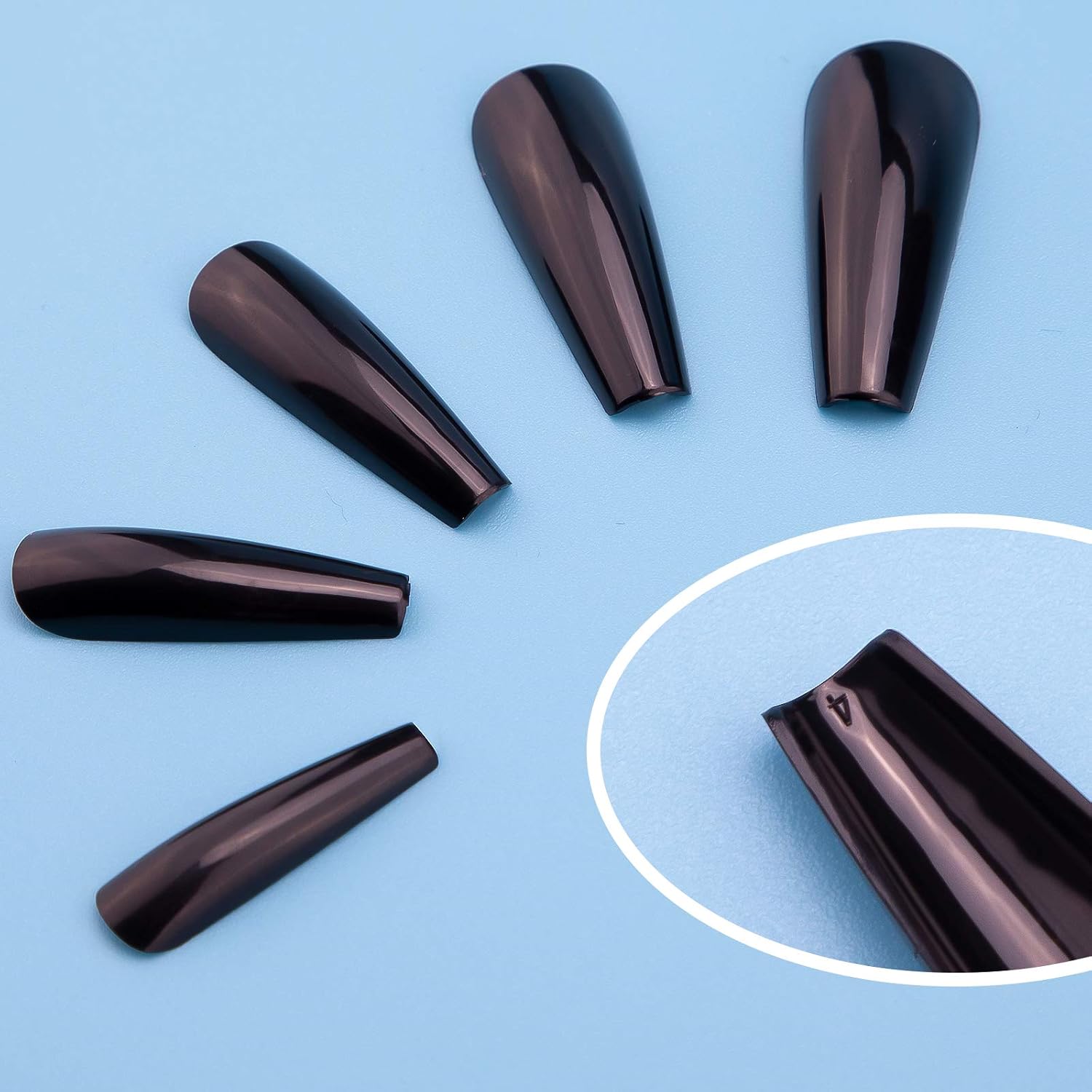 SAVITA 100Pcs Extra Long Press on Nails Acrylic Artificial Fake Nails Coffin Long Ballerina Full Cover False Nails for Nail Art Nail Salon Supplies (Black) - Image 5
