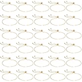 30Pieces Adjustable Slider Bracelet 8.6 Inches Bracelet Chains for Jewelry Making Bracelets Blanks with Rhinestones Ends Extender Chains Charm Bracelets Bulk for DIY Jewelry Making Findings Woman Girl