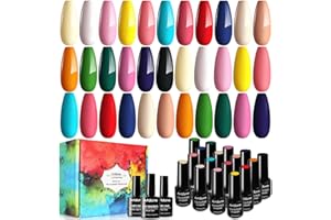 Artdone 20pcs Gel Nail Polish Kit with Glossy & Matte Top Coat, Base Coat and Soak Off Black White Polish Set for Nail Art