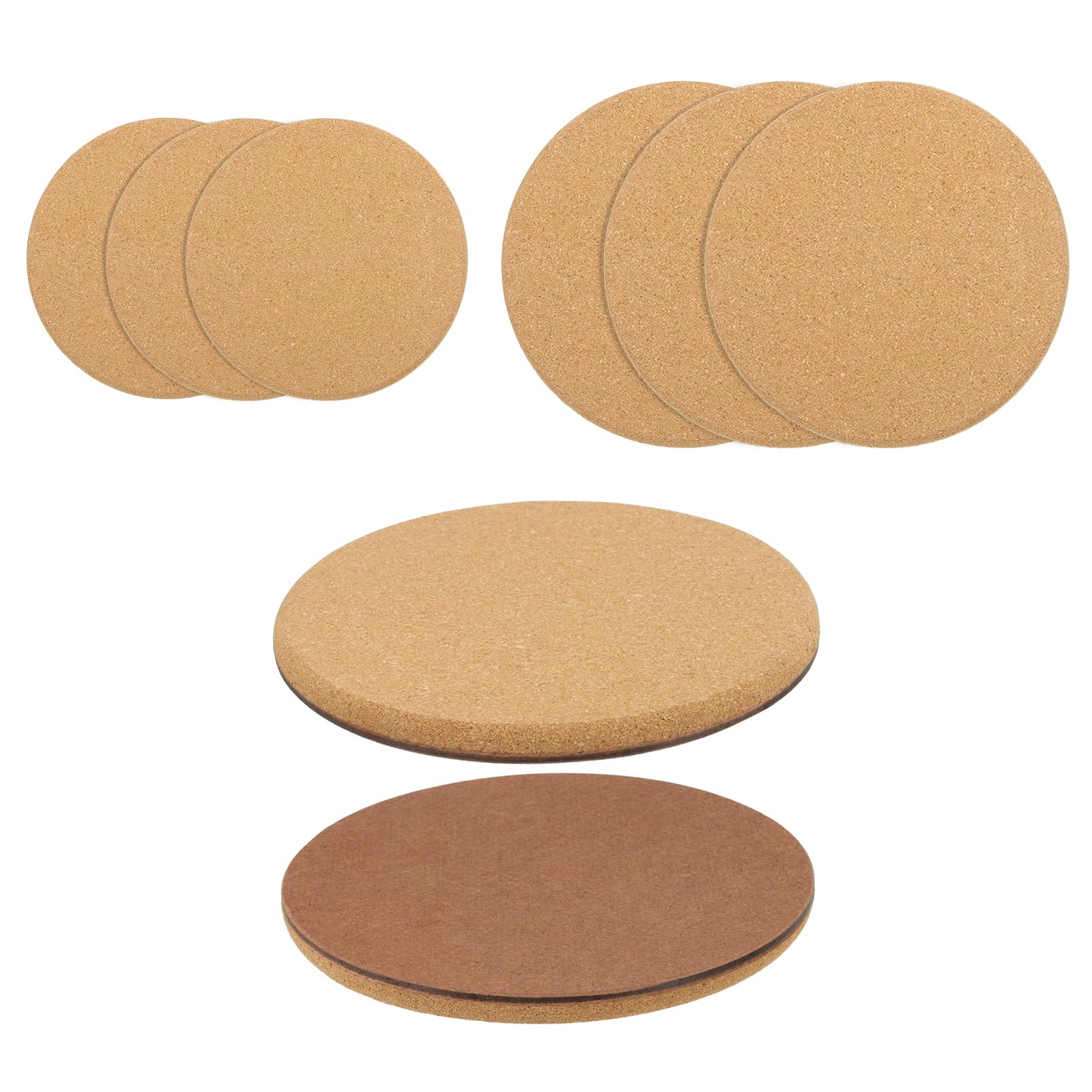 PATIKIL Cork Plant Coasters 6 Inch/8 Inch, 6 Pcs Absorbent Cork Plant Mats Thicken Cork Trivets for House Plants Indoor Outdoor Flower Pots, Drinks