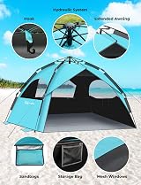Glymnis Large Pop Up Beach Tent 4-6 Persons Instant Sun Shelter UV Protection view 4