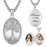Picture Locket Necklace for Women Men Rose 14K Real Gold 925 Sterling Silver Jewelry Heart Locket Necklace that Holds Pictures Tree of Life Viking Wolf Celtic Knot St Christopher St Michael Pendant