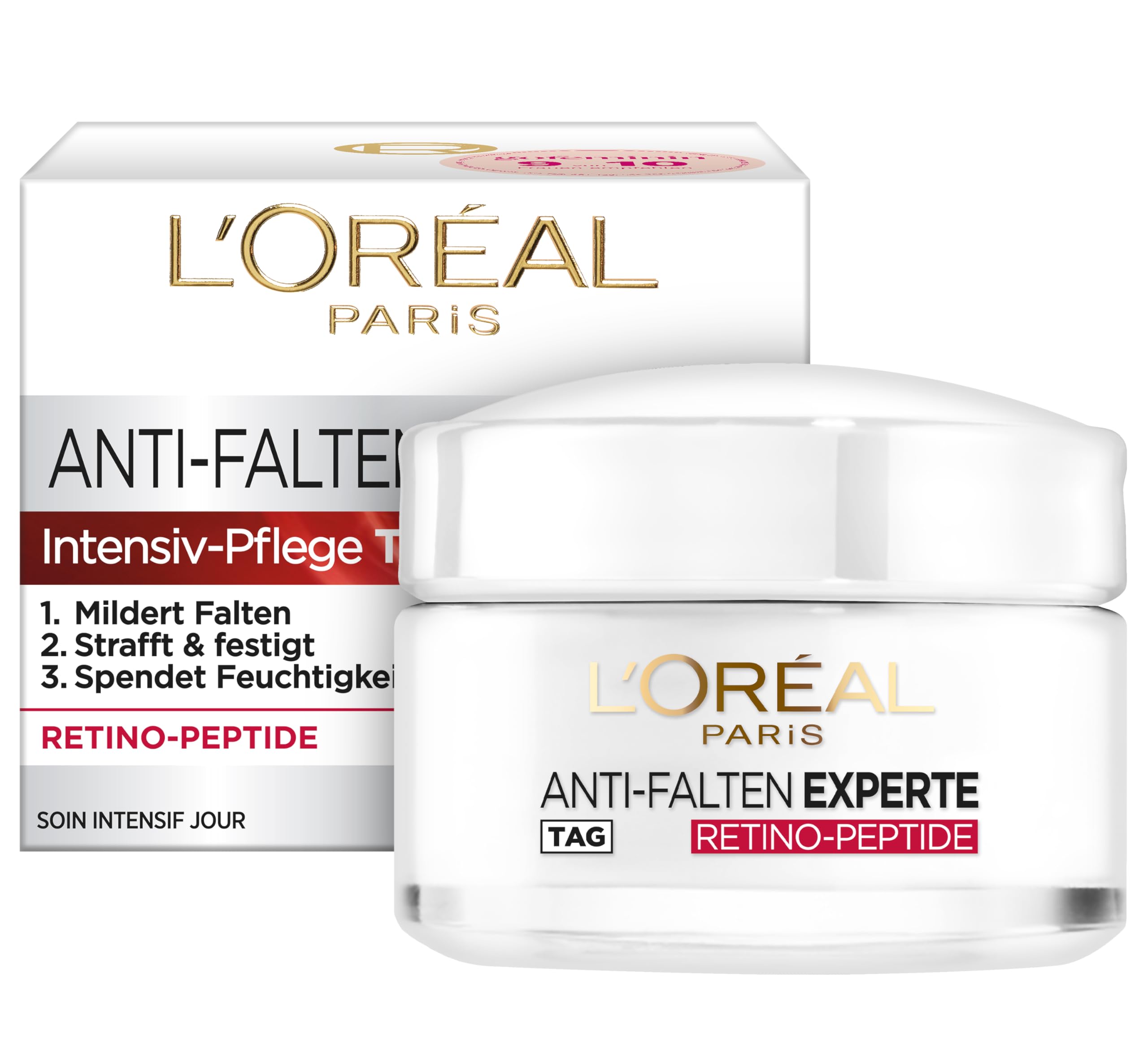 L'Oréal Paris Moisturiser for the Face, Anti-Ageing Cream to Reduce Wrinkles, with Retino Peptides, for Firmer and Softer Skin, Anti-Wrinkle Expert, 1 x 50 ml