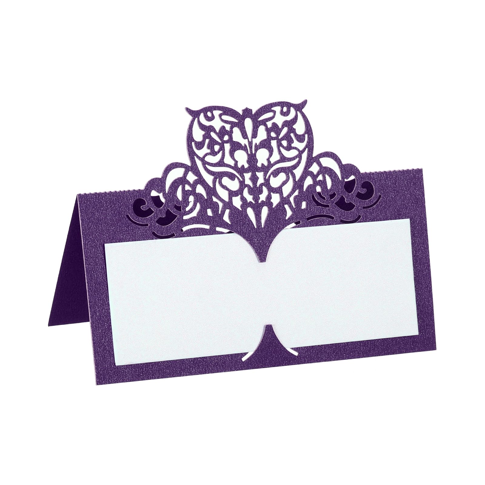 PATIKIL Table Name Place Cards,50Pcs 3.9 x 3.9inch Favor Decor Hollow Butterfly Cut Design Seat Blank Card for Wedding Party Seating Place Cards Purple