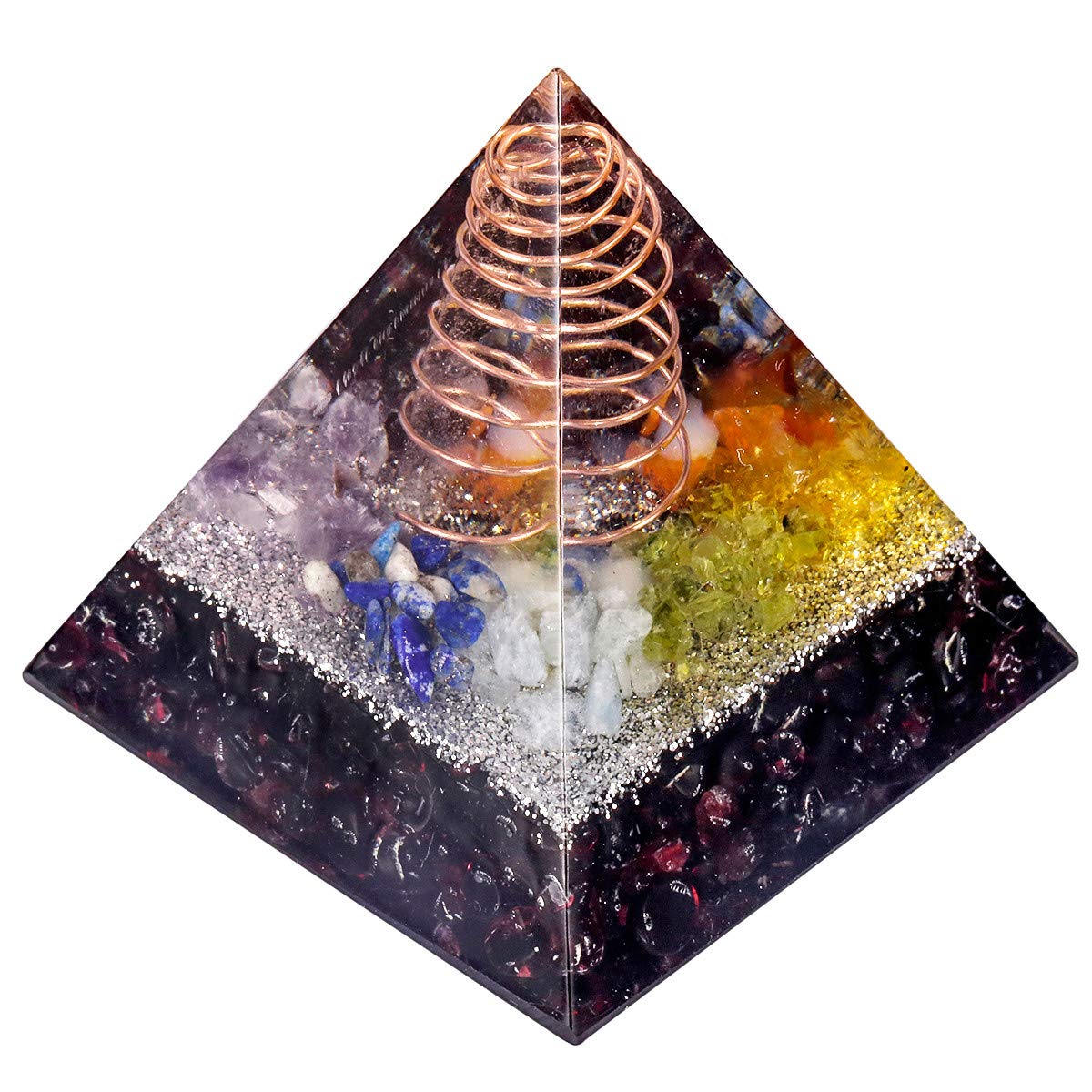 rockcloud Healing Crystal Copper Wire Orgone Pyramid Stone Figurine Energy Generator for Meditation Reiki Balancing, Garnet