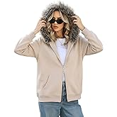 Wyeysyt Women's Y2k Hoodie Jacket Faux Fur Zip Up 2000s Clothing Emo Grunge Coat 90S Hood Vintage Teen Sweatshirts