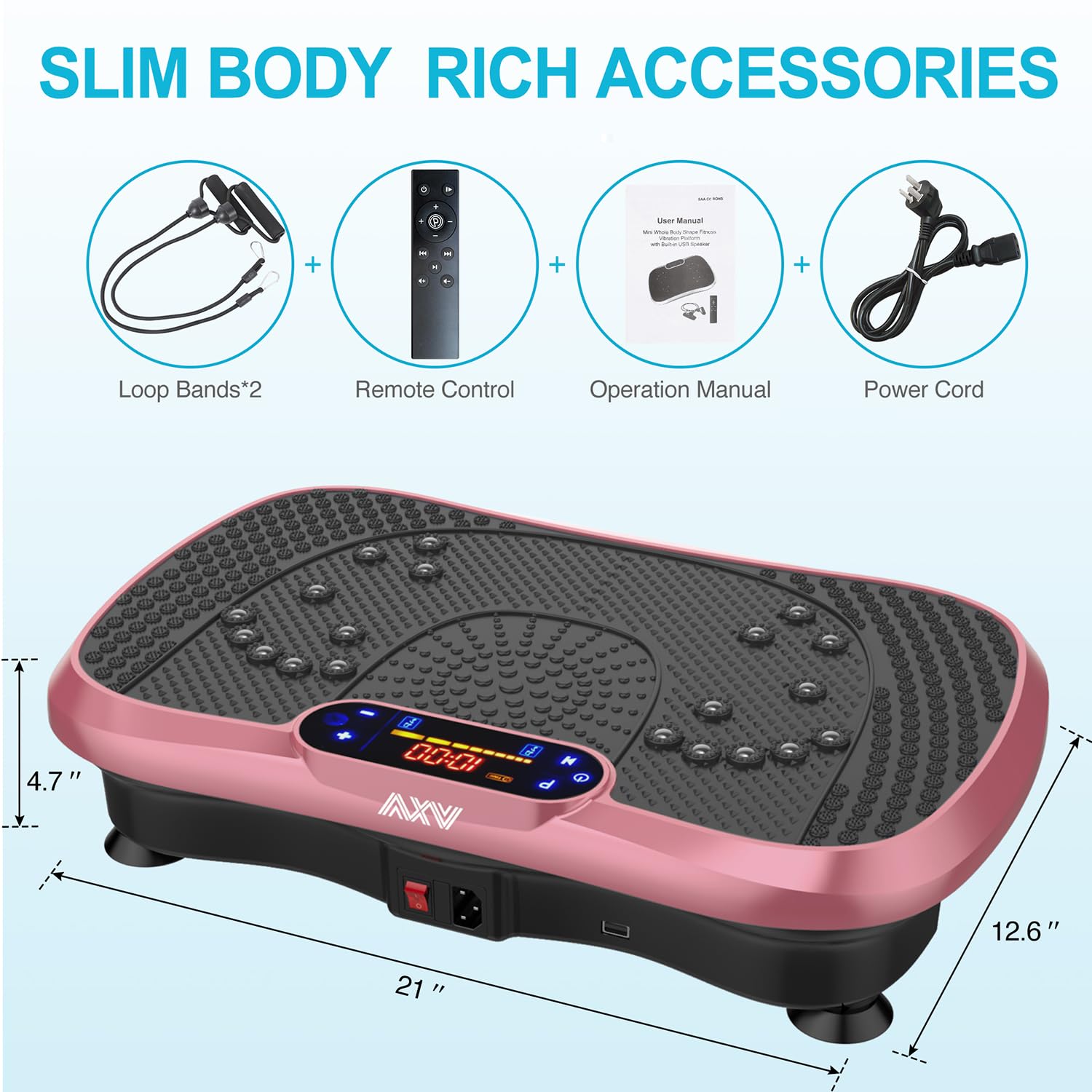 AXV Vibration Plate Fitness Platform Exercise Machine Vibrating Lymphatic Drainage Shaking Full Body Shaker Workout Vibrate Stand Shake Board Sport Gym for Weight Loss Fat Burner for Women Men - Image 6