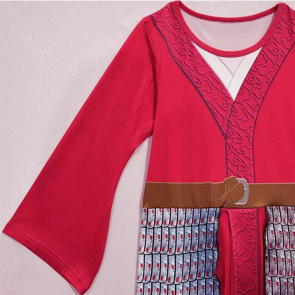 Lito Angels Girls Princess Mulan Costume Fancy Dresses Up Chinese Heroine Outfit 5-6 Years Red 277, Style 1 - Image 4